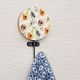 Multicolor Floral Pattern Round Wood and Resin Wall Mounted Hooks